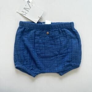 Zara Blue Muslin Shorts 3-6m NWT